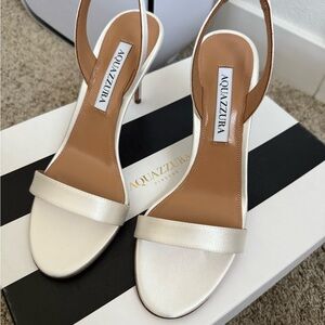 Aquazzura Cream and Tan Heels Elegant Design